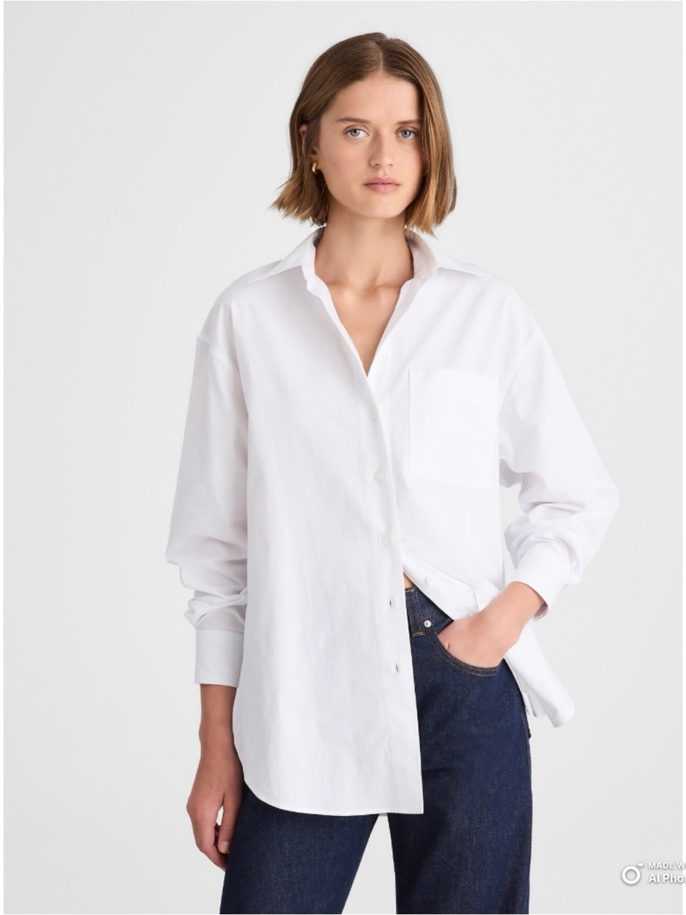 Madewell White Oversized Button-Up Shirt Size Large NWT 100% Cotton Classic